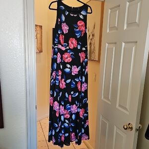 Torrid Black Maxi Dress with Pink and Blue Floral Pattern